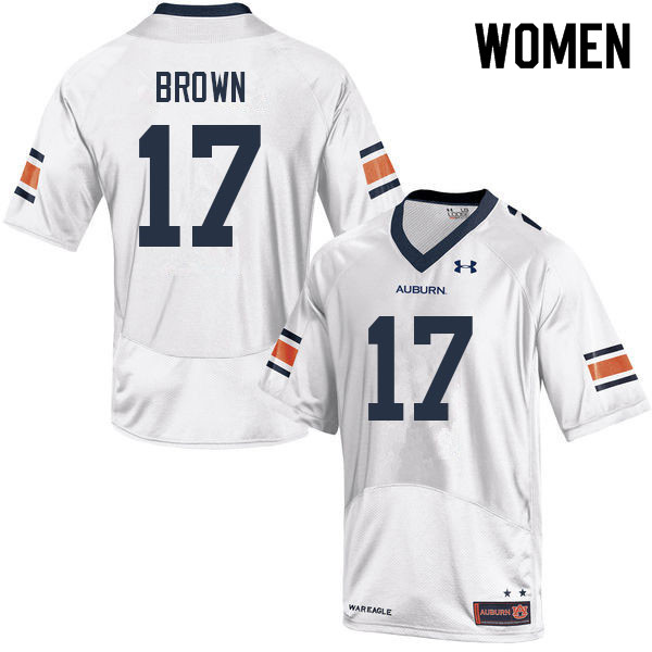 Auburn Tigers Women's Camden Brown #17 White Under Armour Stitched College 2022 NCAA Authentic Football Jersey NKY7274OC